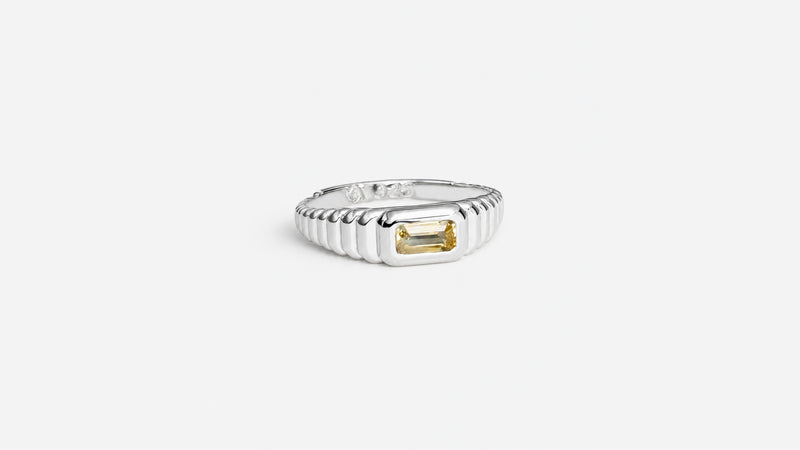 Ascend silver ring with natural yellow sapphire