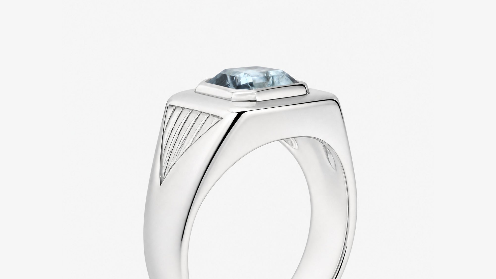 Signet Ring Aquamarine | Ring aus Silber 925 mit Aquamarin oktagon Schliff aus unbekannt (1,8 ct) - Lifestyle von Lulu Amani