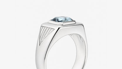Signet Ring Aquamarine | Ring aus Silber 925 mit Aquamarin oktagon Schliff aus unbekannt (1,8 ct) - Bild 2 von Lulu Amani
