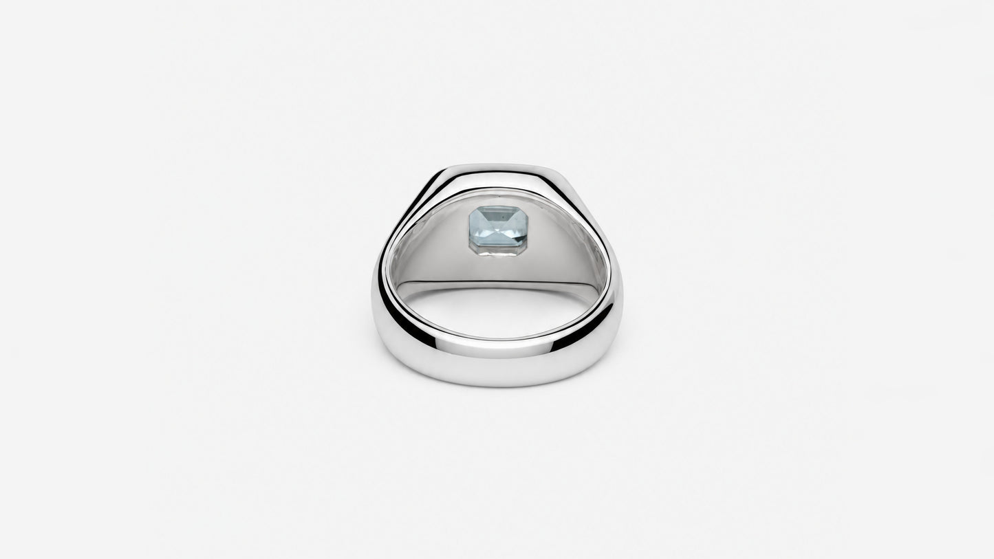 Signet Ring Aquamarine | Ring aus Silber 925 mit Aquamarin oktagon Schliff aus unbekannt (1,8 ct) - Bild 4 von Lulu Amani