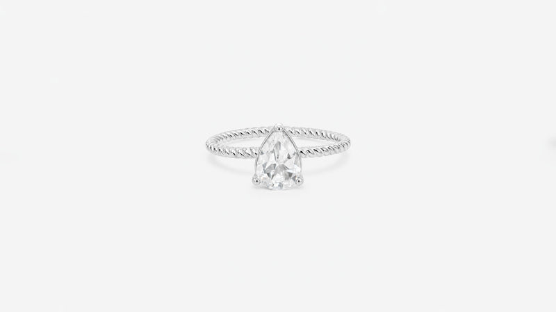 Tensor Ring thin with white Topaz