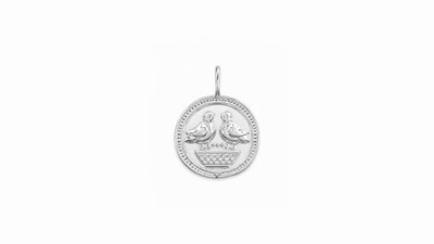 Ancient coin pendant birds