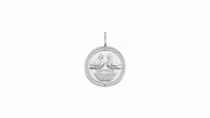 Ancient coin pendant birds