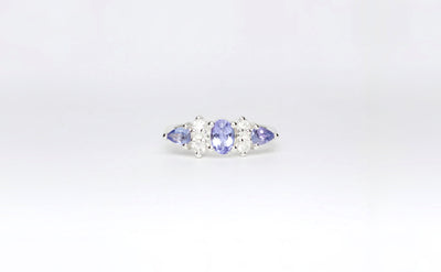 Cluster Ring with Tanzanite and white Zircon