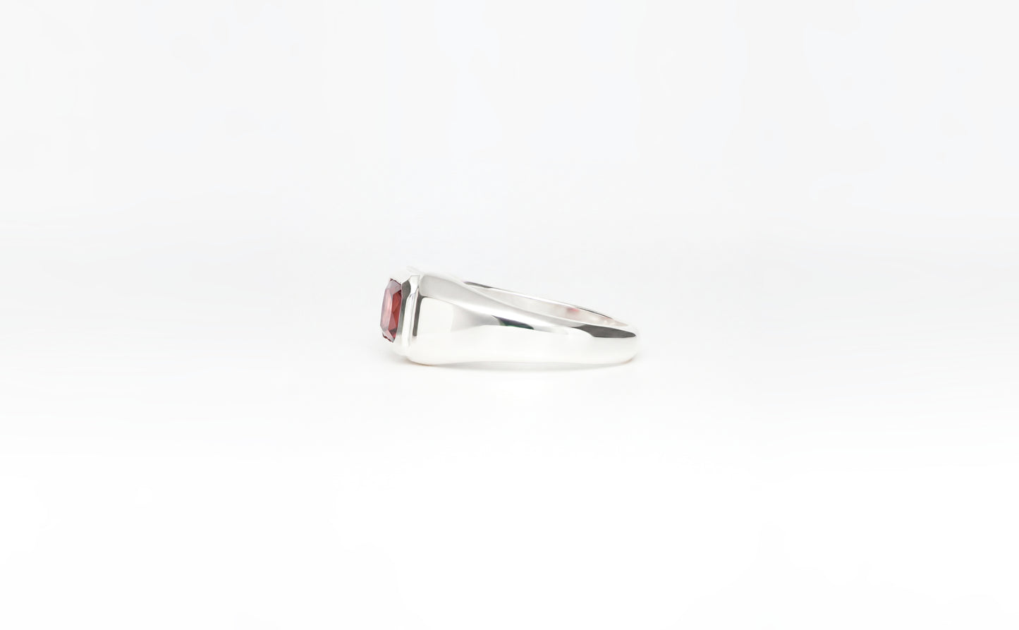 Signet ring octagon w/ Malaya Garnet