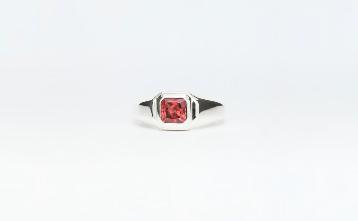 Signet ring octagon w/ Malaya Garnet