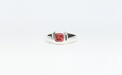 Signet ring octagon w/ Malaya Garnet